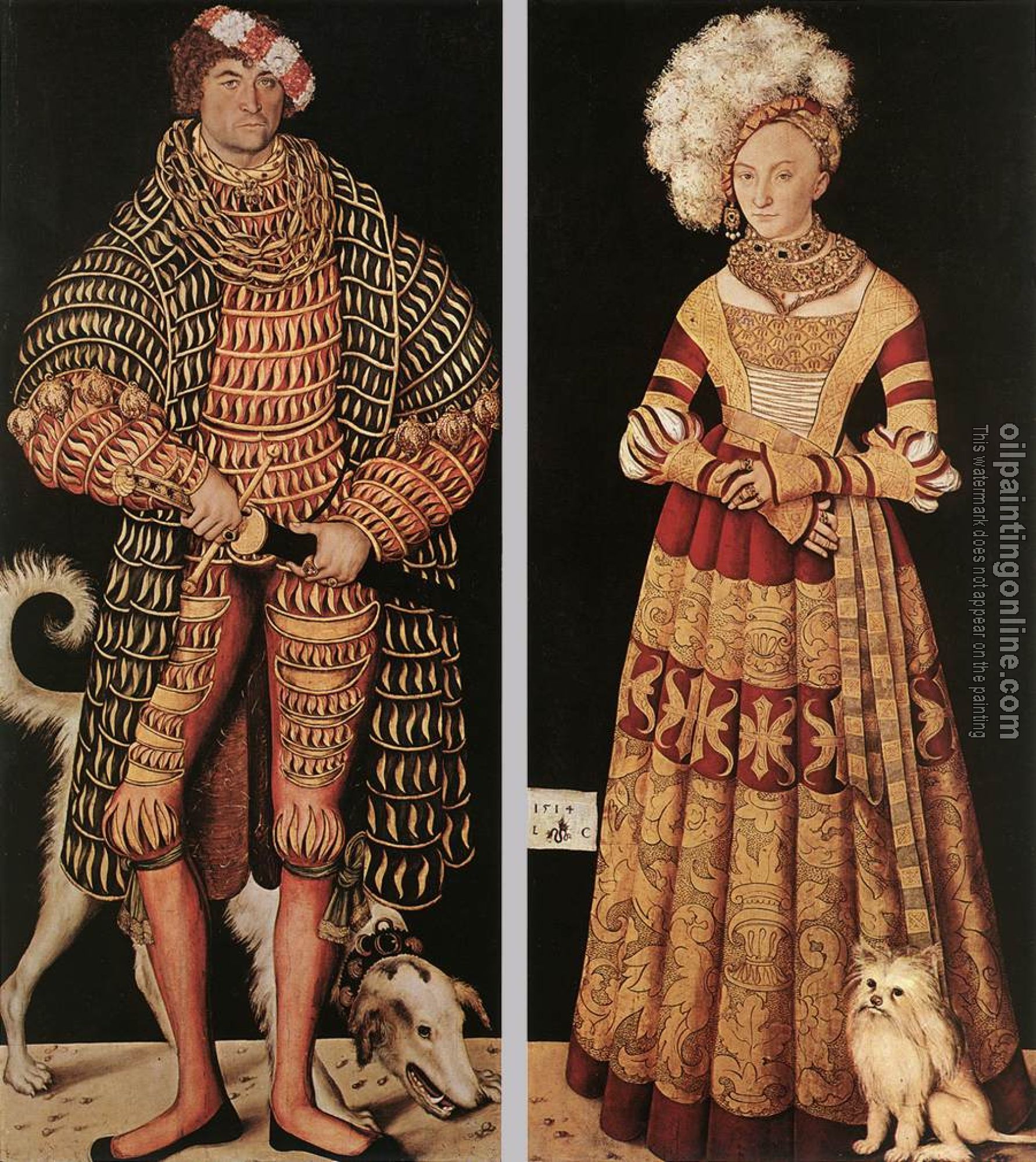 Lucas il Vecchio Cranach - Portraits of Duke of Saxony and his wife Katharina von Meckl